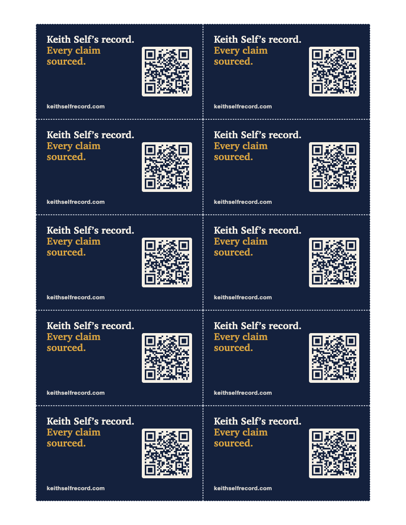 Preview of pocket cards with a QR code to the site, ten per sheet